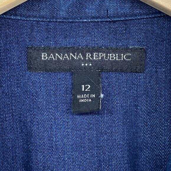 BANANA REPUBLIC Jumpsuit Womens 12 Denim Belted Coverall Cotton Blue - Picture 6 of 16